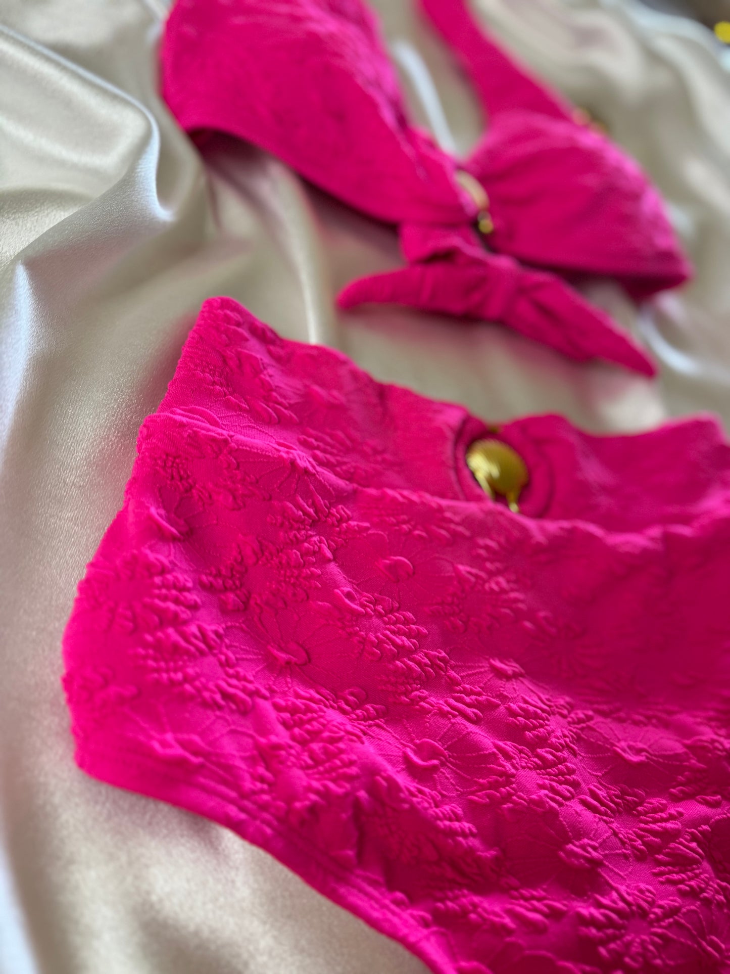 Rose Red Gold Shell Aloha Swimsuit