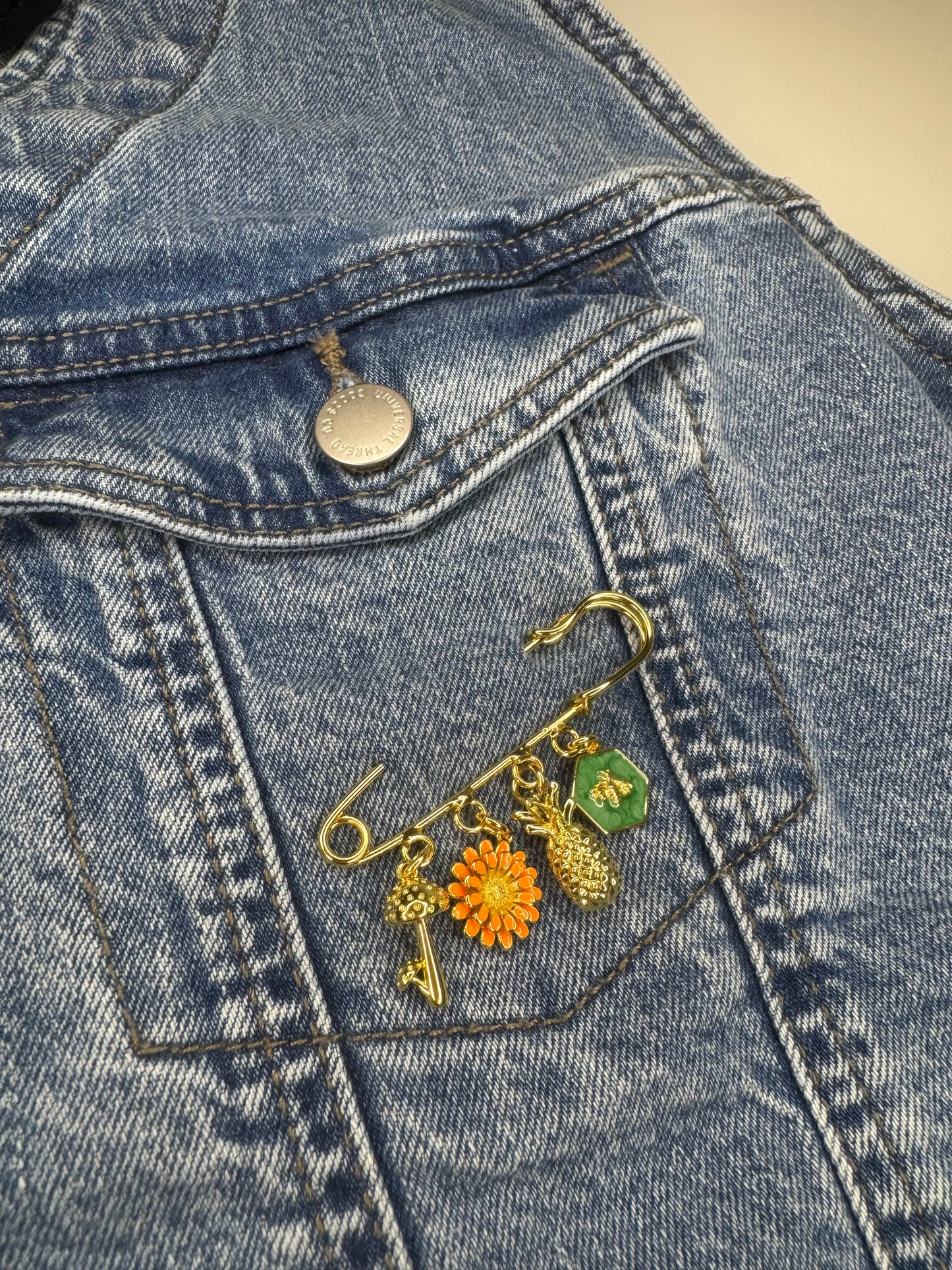 Gold Pineapple Safety Pin