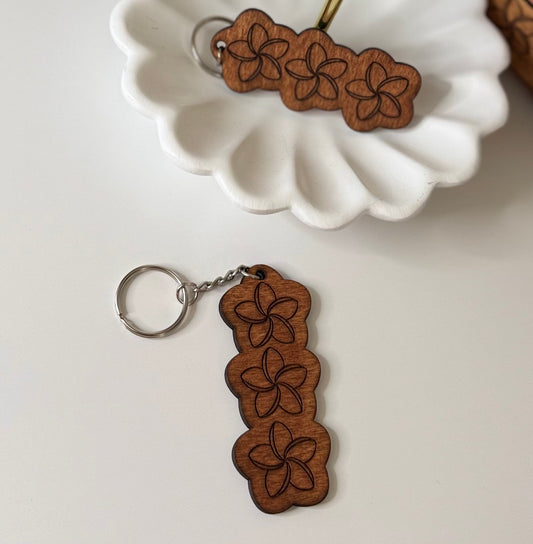 Plumeria Engraved Keychain
