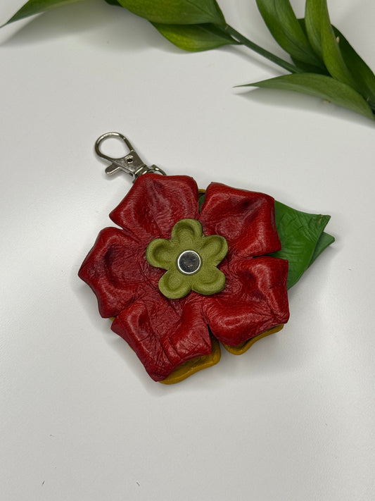 Red Handmade Keychain Flower