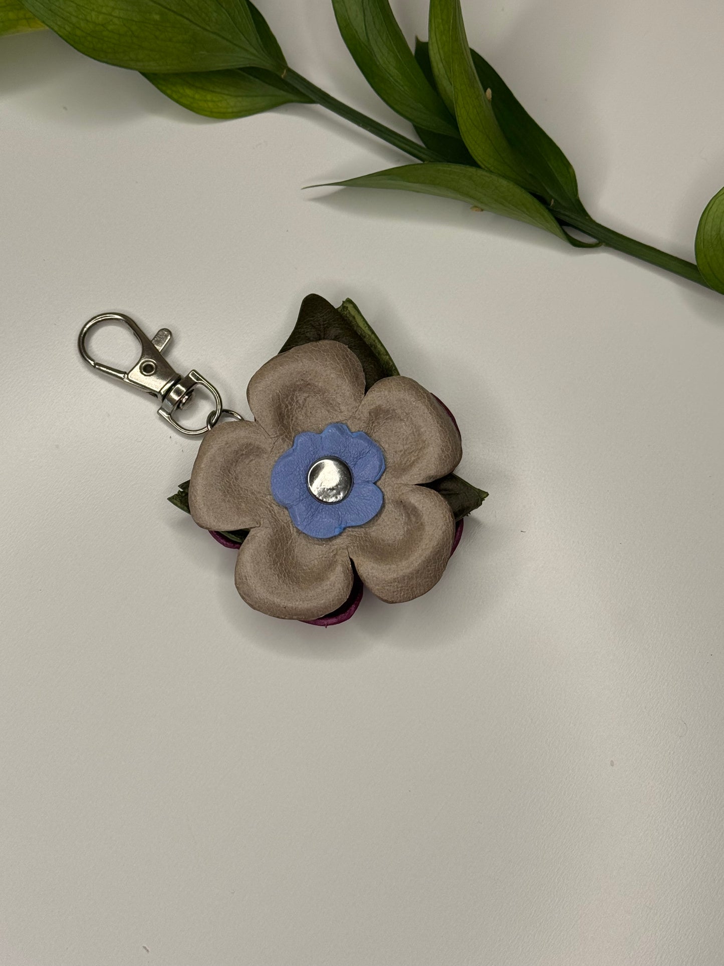 Grey Handmade Keychain Flower