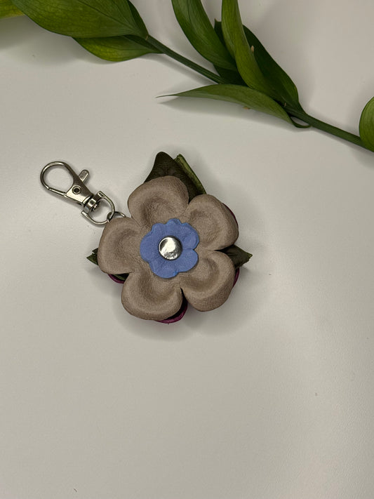 Grey Handmade Keychain Flower